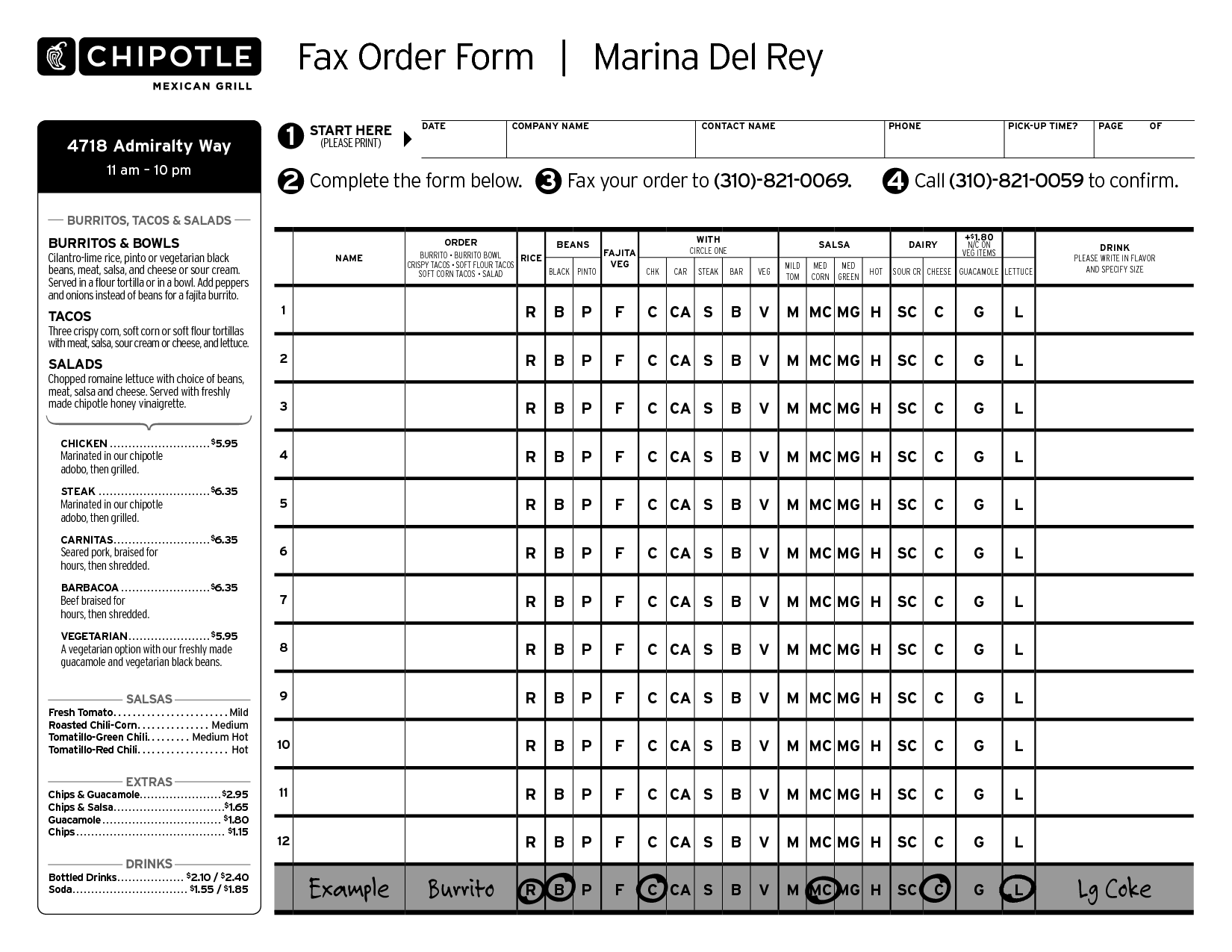 Chipotle Fax Order Form Pdf Free Job Application Form