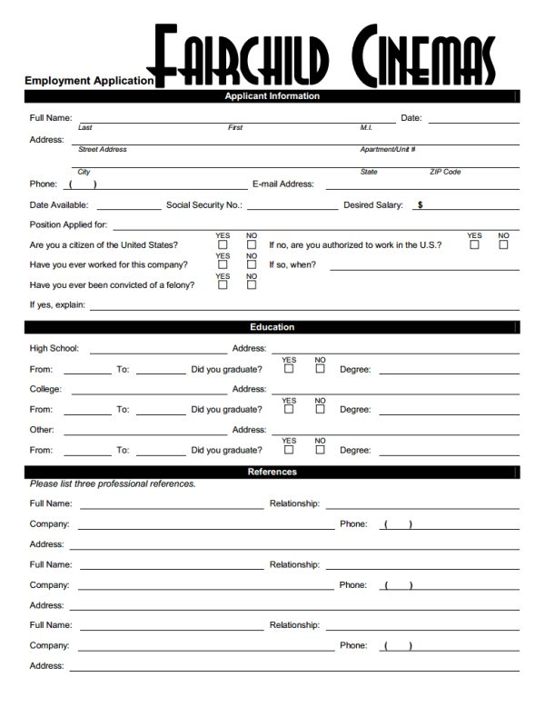 Download Fairchild Cinemas Job Application Form download-fairchild-cinemas-job-application-form