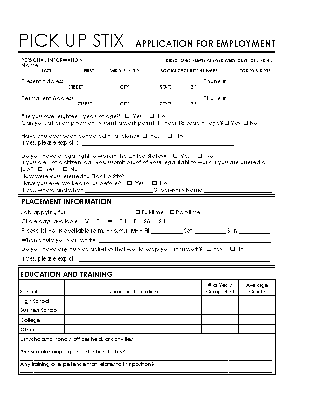 fill out a job application
