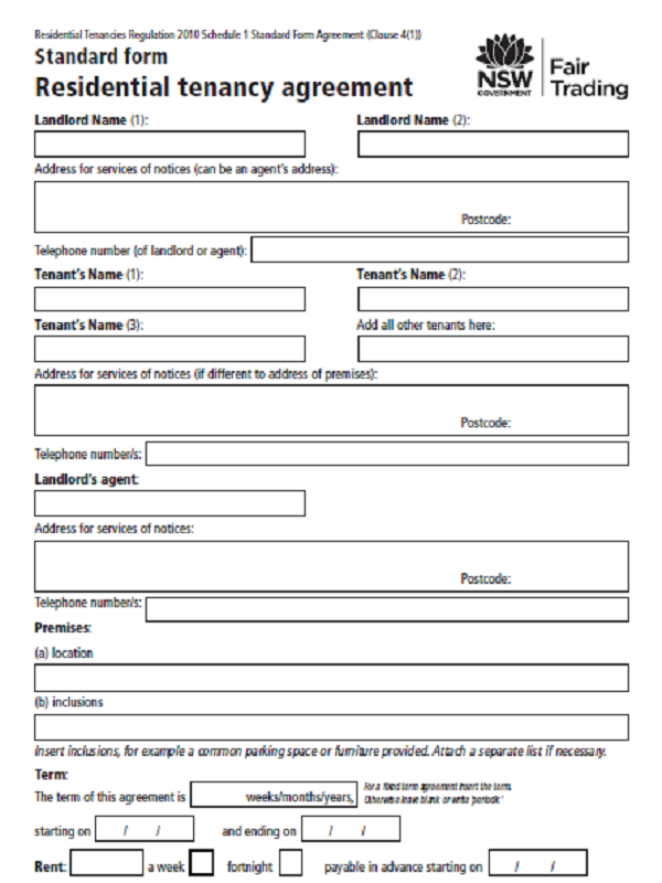 Tenancy Agreement Form Free Job Application Form