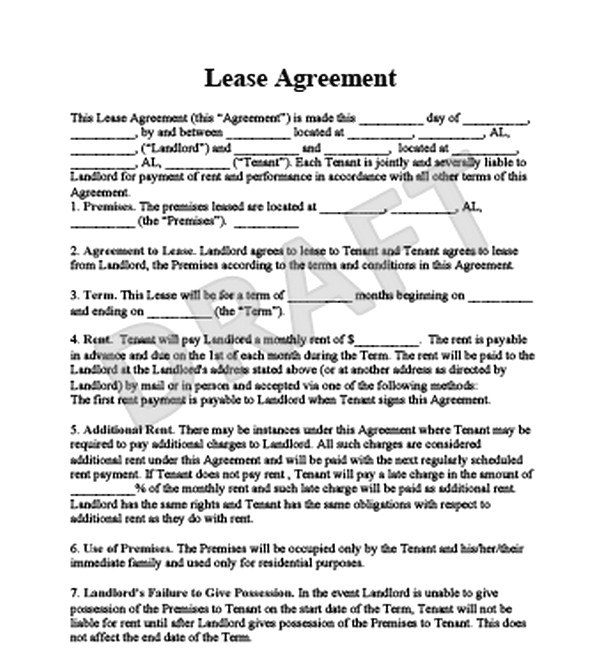 sample lease agreements